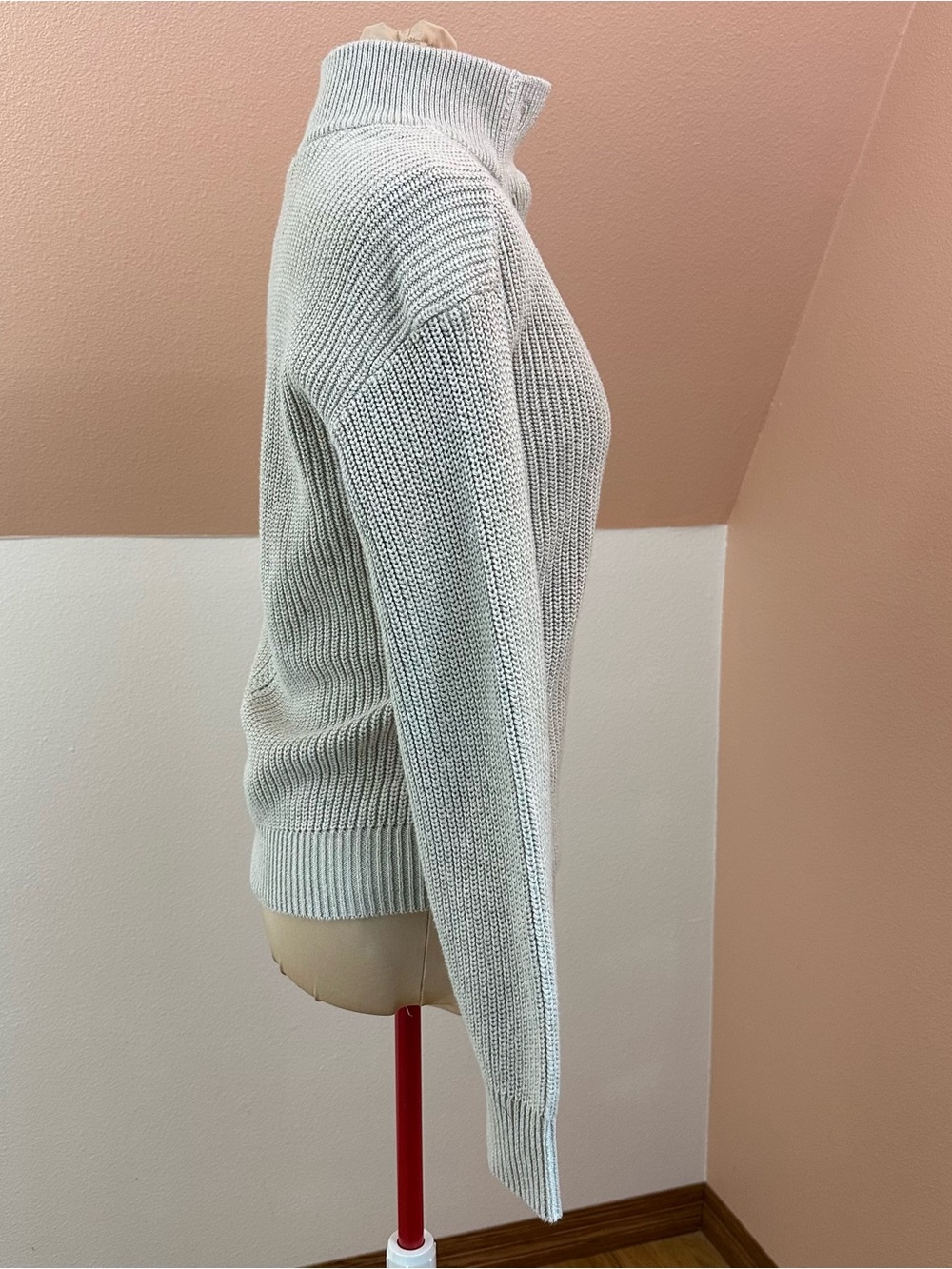 PACT Women’s Luxe Knit Henley Sweater Size S 100% Organic Cotton Beige - Picture 2 of 14
